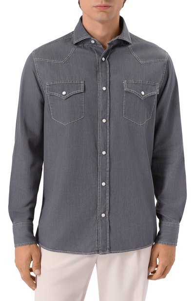 Джинсовая рубашка BRUNELLO CUCINELLI, арт. MR6834008, фото 3