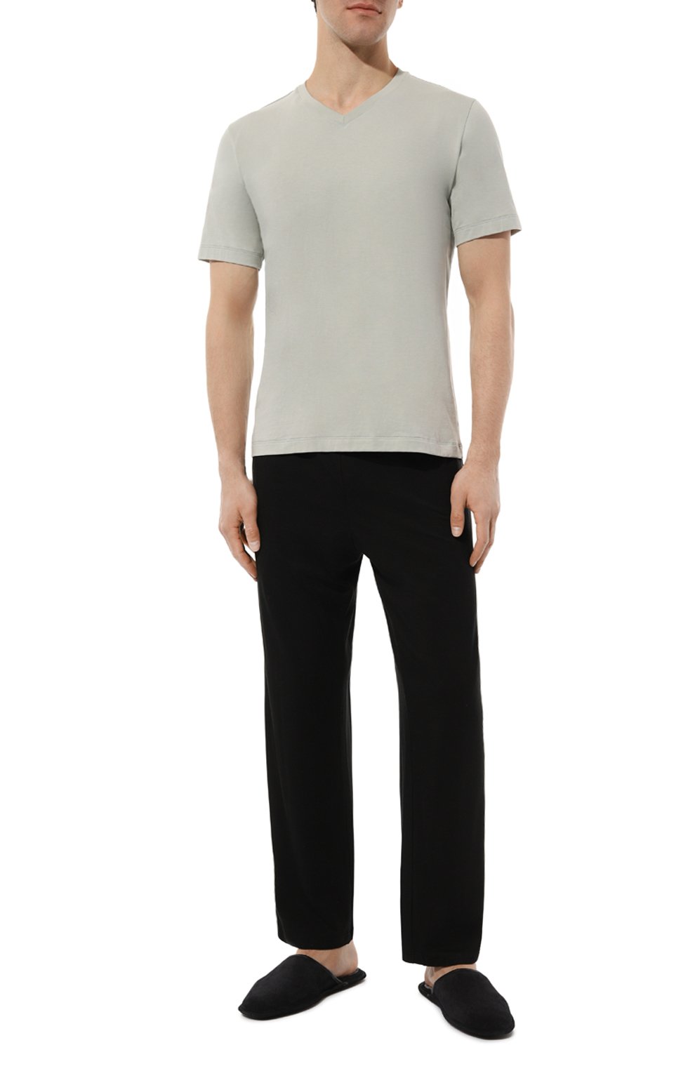 Хлопковая футболка HANRO светло-серого цвета по цене 9270 руб., арт. 075051, фото 2 Хлопковая футболка HANRO, арт. 075051, фото 2