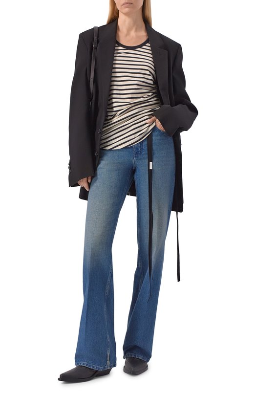 Хлопковый топ Ann Demeulemeester B0011982/FA717 Чёрно-белый  B0011982/FA717 Фото 2