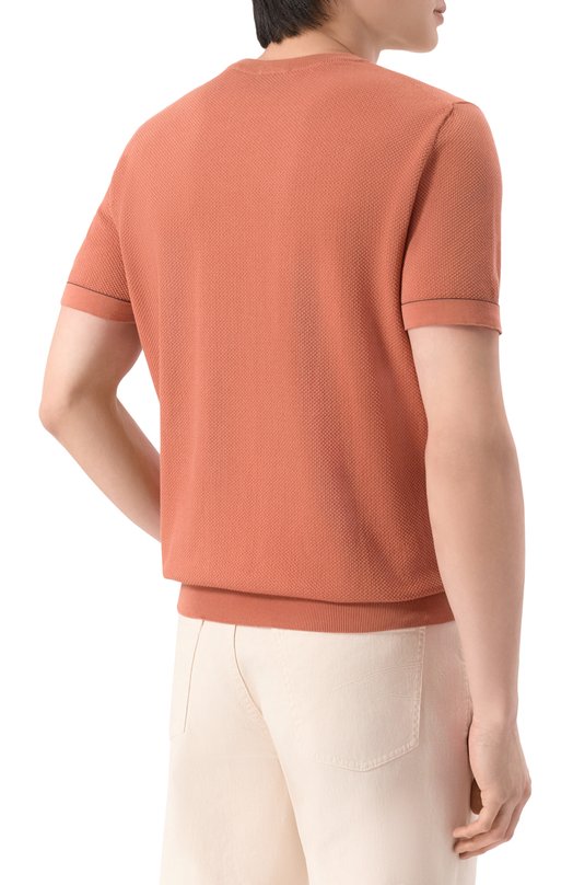 Хлопковый джемпер Brioni UMR00L/P0K15 Оранжевый  UMR00L/P0K15 Фото 4