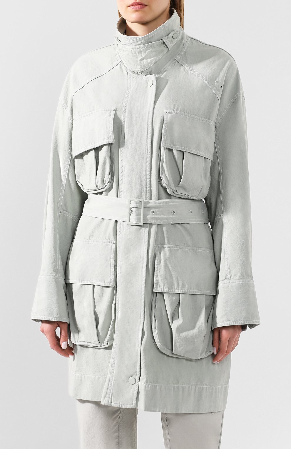 Хлопковый плащ LOW CLASSIC светло-зеленого цвета по цене 45900 руб., арт. L0W20SS_JK13M, фото 3 Хлопковый плащ LOW CLASSIC, арт. L0W20SS_JK13M, фото 3