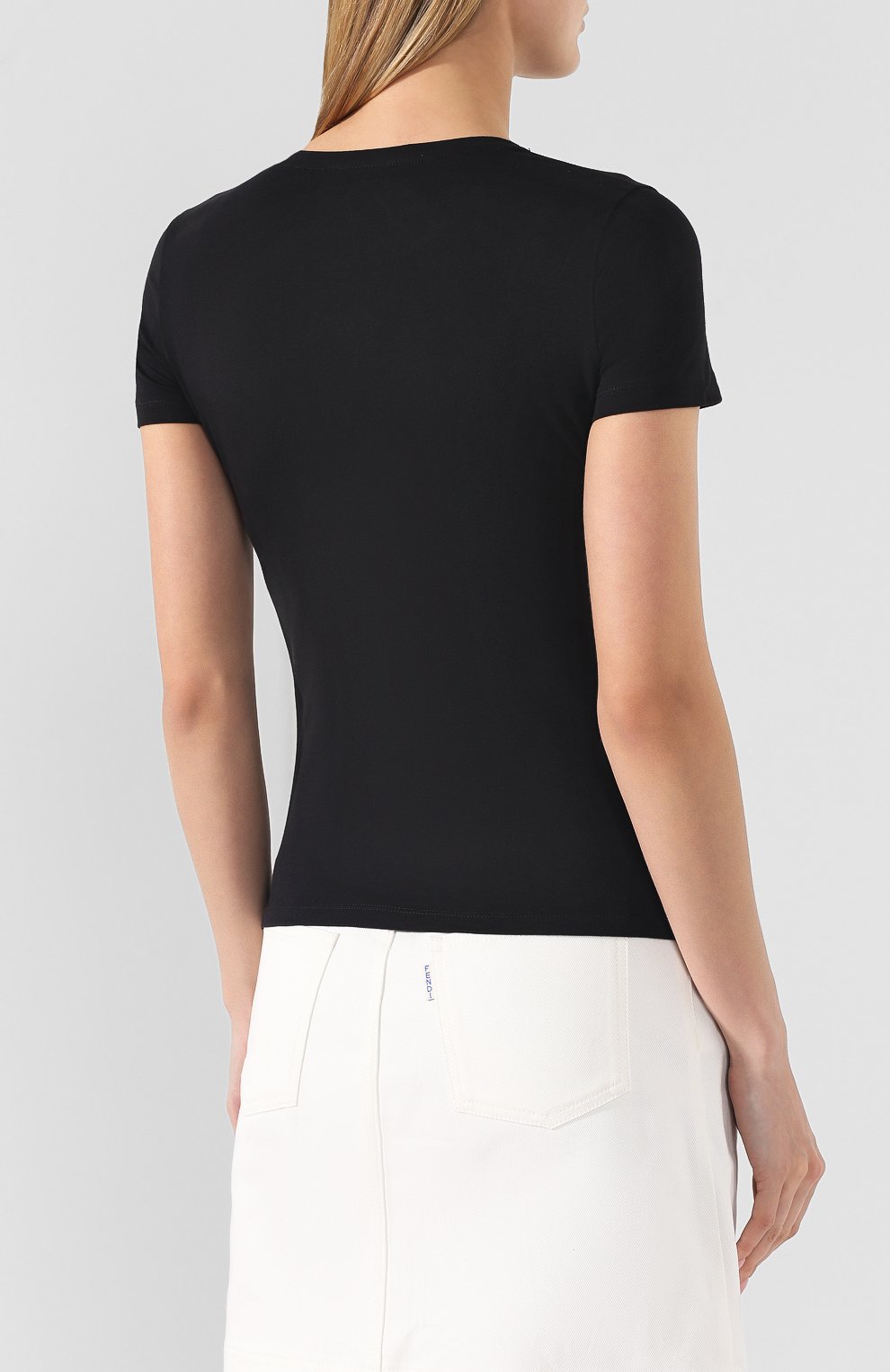 Хлопковая футболка EMPORIO ARMANI черного цвета по цене 11700 руб., арт. 3G2T86/2JQAZ, фото 4 Хлопковая футболка EMPORIO ARMANI, арт. 3G2T86/2JQAZ, фото 4