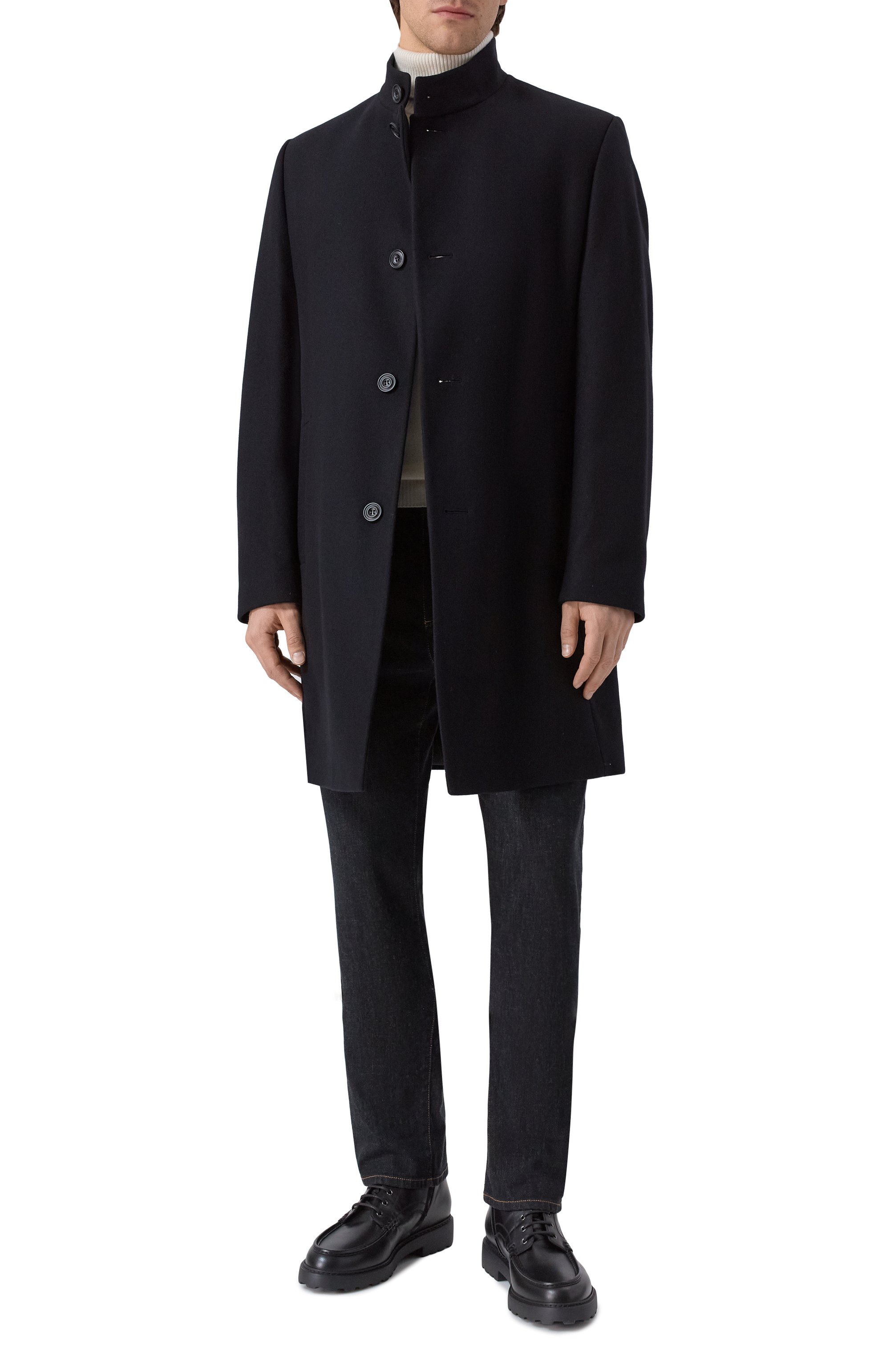 Шерстяное пальто HUGO черного цвета по цене 47950 руб., арт. 50546551, фото 2 Шерстяное пальто HUGO, арт. 50546551, фото 2