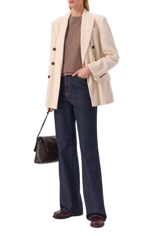 Хлопковая футболка Brunello Cucinelli M0T81EC710 Коричневый  M0T81EC710 Фото 2