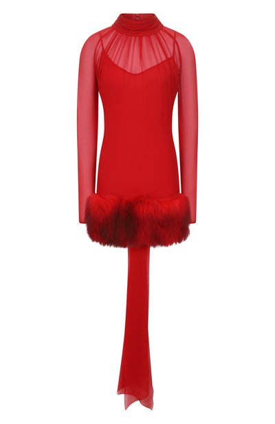 Женское шелковое платье с отделкой из овчины BLUMARINE, арт. 4A372A