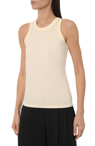 Хлопковая майка LOULOU DE SAISON кремового цвета по цене 8230 руб., арт. P0S0, фото 3 Хлопковая майка LOULOU DE SAISON, арт. P0S0, фото 3