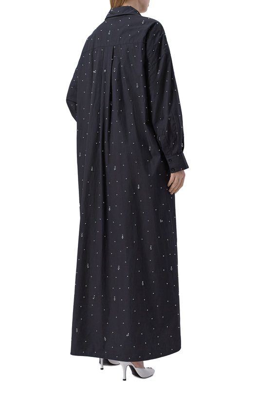 Хлопковое платье с отделкой стразами Giuseppe di Morabito 06PSDR916R 16406 Чёрный  06PSDR916R 16406 Фото 3