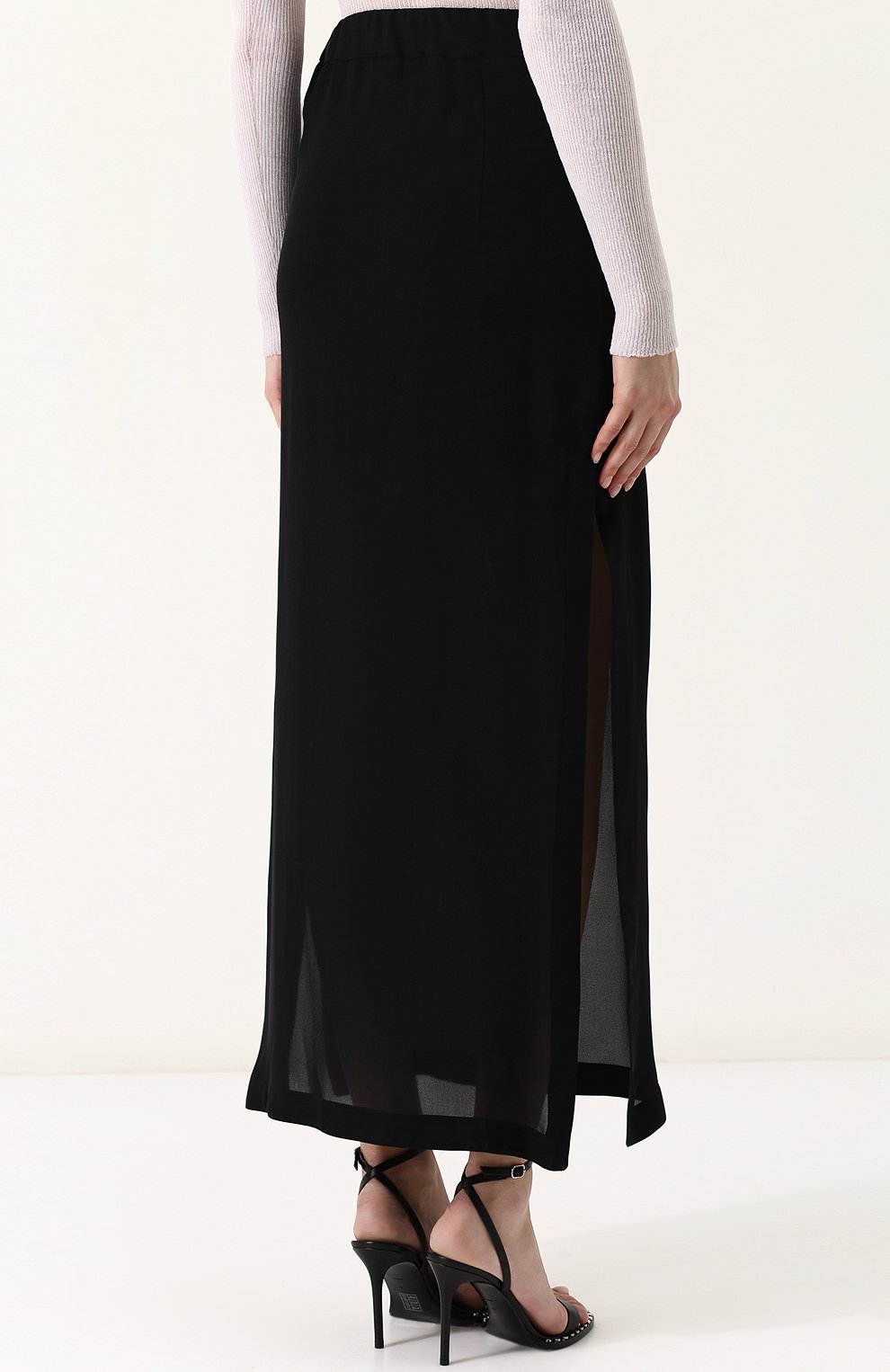 Однотонная шелковая юбка с разрезами ISABEL BENENATO, арт. WW74S18, фото 4