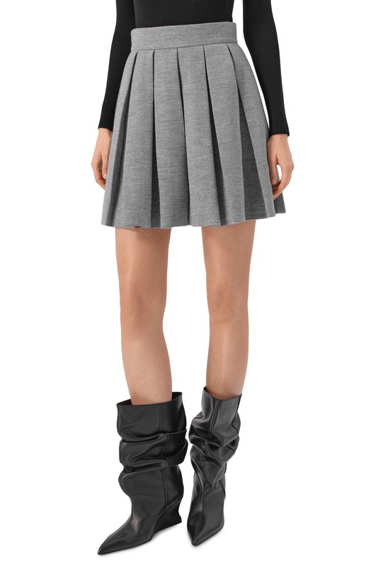 Юбка из шерсти и хлопка Balmain FF0LBB09/JL17 Серый  FF0LBB09/JL17 Фото 3