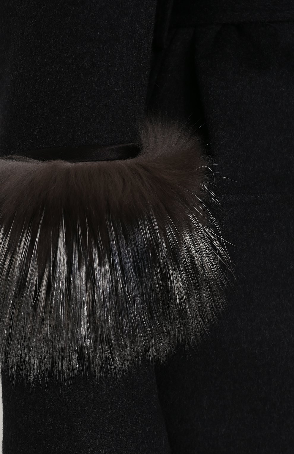 Шерстяное пальто с поясом и меховой отделкой рукавов PRADA, арт. P601HP-1P7P-F0542, фото 5