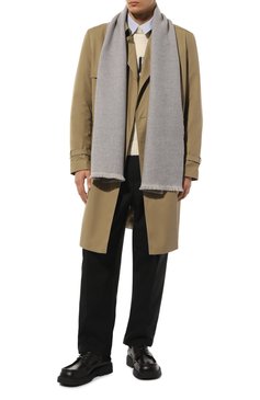 Мужской шерстяной шарф ZEGNA серого цвета, арт. Z4L50SA6/24A | Фото 3 (Нос: Не проставлено; Материал: Текстиль, Шерсть; Материал сплава: Проставлено; Кросс-КТ: шерсть; Мужское Кросс-КТ: Шарфы - с бахромой)
