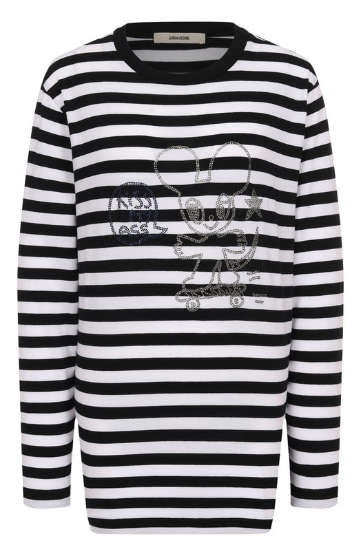 Хлопковый пуловер Zadig and Voltaire JWTS02839 Чёрно-белый JWTS02839