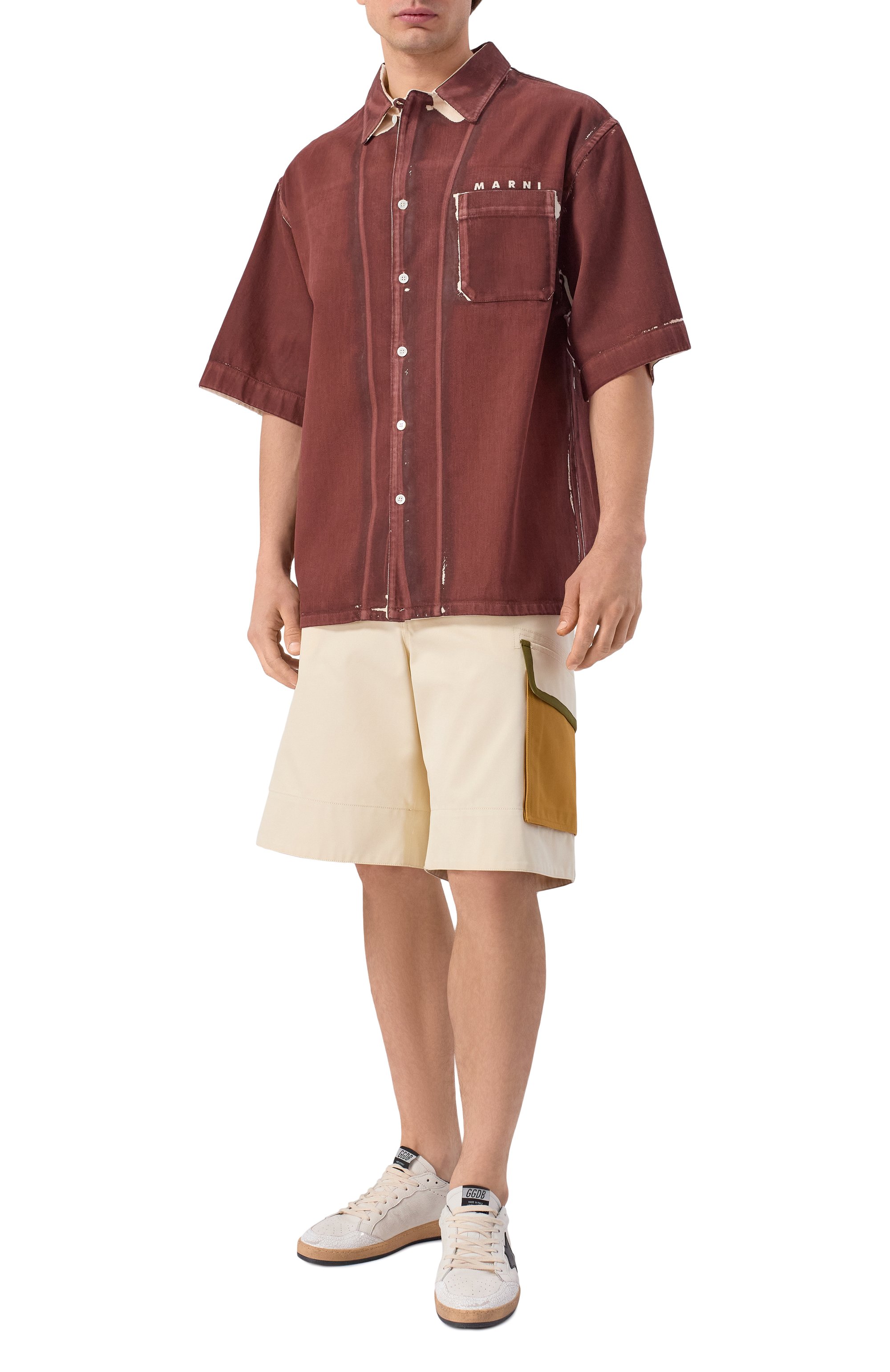 Джинсовая рубашка MARNI бордового цвета по цене 97900 руб., арт. CUJU0017A2/USCY64, фото 2 Джинсовая рубашка MARNI, арт. CUJU0017A2/USCY64, фото 2