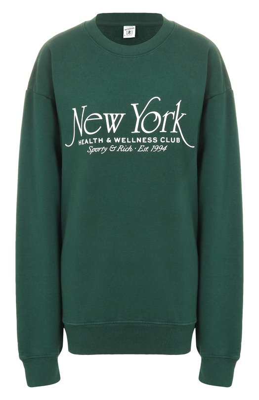Хлопковый свитшот Sporty and Rich ST071606034GR10 Зелёный ST071606034GR10