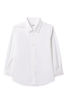 Детская хлопковая рубашка IL GUFO белого цвета, арт. P25CL176C0066/5A-8A | Фото 1 (Драгоценные камни: Проставлено; Материал сплава: Проставлено; Рукава: Длинные; Мальчики-школьная форма: Рубашки; Стили: Классический; Материал внешний: Хлопок; Ростовка одежда: 4 года | 104 см, 5 лет | 110 см, 7 лет | 122 см)