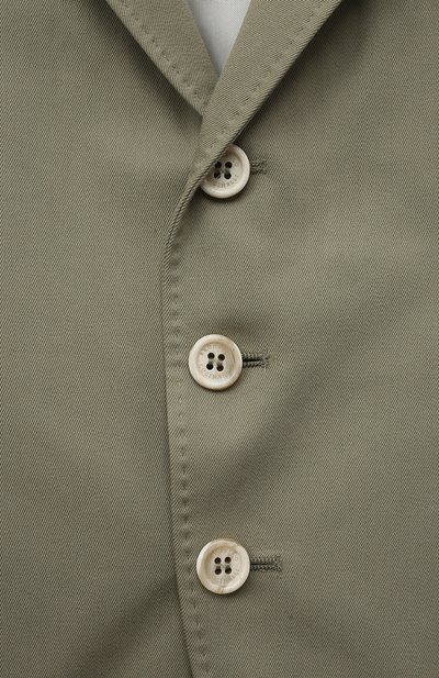 Хлопковый пиджак BRUNELLO CUCINELLI хаки цвета по цене 85900 руб., арт. BS443K726A, фото 3 Хлопковый пиджак BRUNELLO CUCINELLI, арт. BS443K726A, фото 3