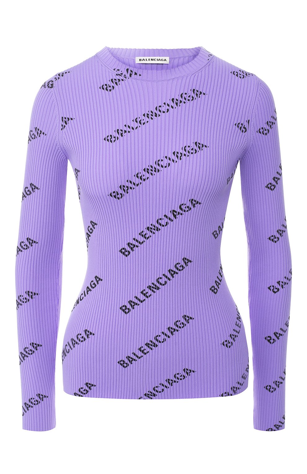 Пуловер с логотипом бренда BALENCIAGA сиреневого цвета по цене 99500 руб., арт. 555321/T6140, фото 1 Пуловер с логотипом бренда BALENCIAGA, арт. 555321/T6140, фото 1