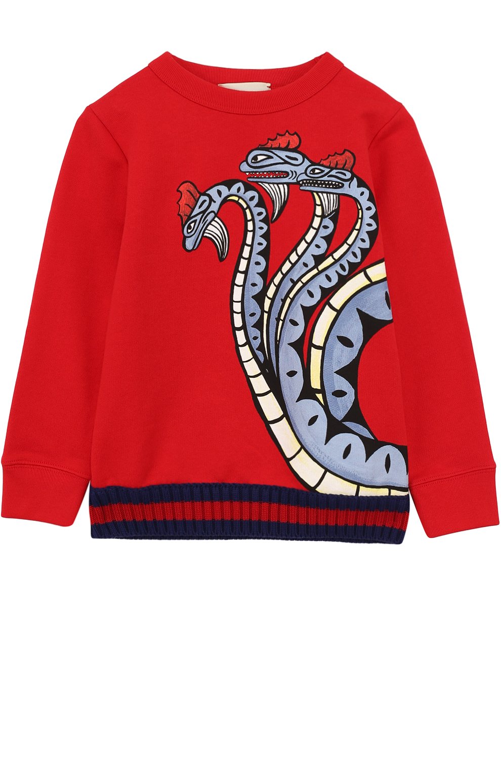 Хлопковый свитшот с контрастной отделкой и принтом GUCCI, арт. 475723/X5U43, фото 1