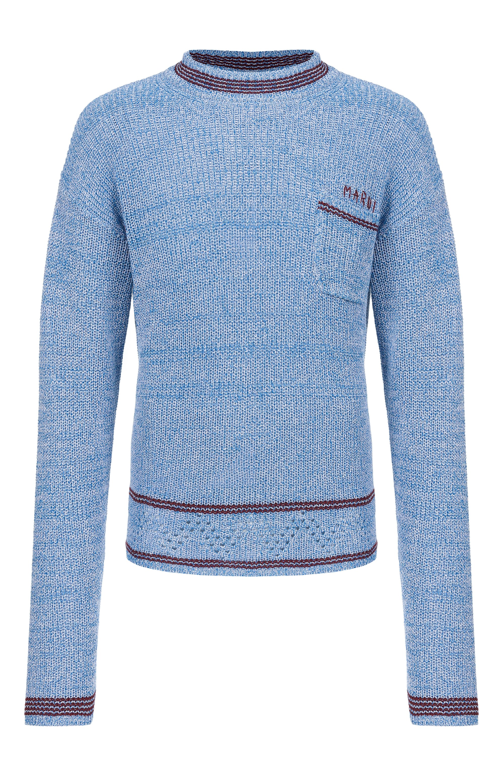 Хлопковый свитер MARNI голубого цвета по цене 110000 руб., арт. GCMG0483Q0/UFC601, фото 1 Хлопковый свитер MARNI, арт. GCMG0483Q0/UFC601, фото 1