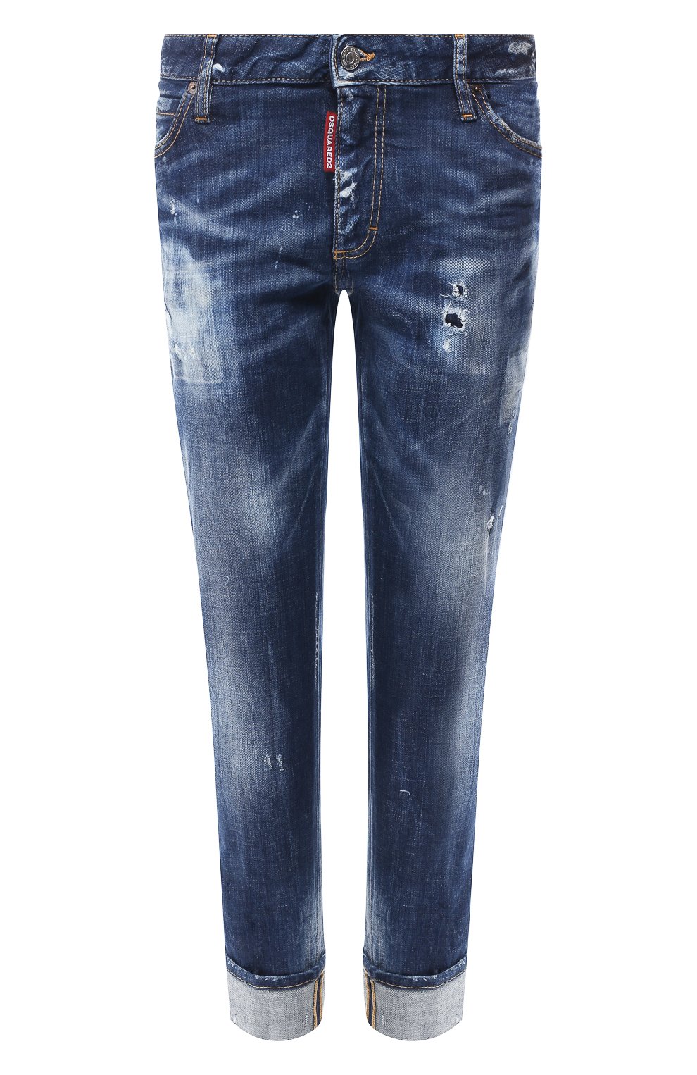 Джинсы с отворотами DSQUARED2 синего цвета по цене 35400 руб., арт. S72LB0189/S30342, фото 1 Джинсы с отворотами DSQUARED2, арт. S72LB0189/S30342, фото 1
