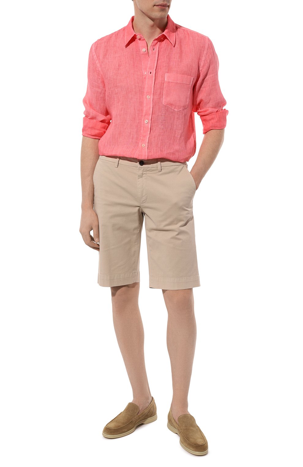 Льняная рубашка 120% LINO кораллового цвета по цене 26600 руб., арт. Y0M1425/0000115/S00, фото 2 Льняная рубашка 120% LINO, арт. Y0M1425/0000115/S00, фото 2