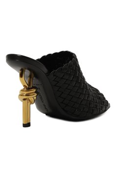Женские кожаные мюли knot BOTTEGA VENETA черного цвета, арт. 754143V2P50 1000 | Фото 3 (Материал внешний: Натуральная кожа; Материал внутренний: Натуральная кожа; Каблук высота: Высокий; Подошва: Плоская; Каблук тип: Фигурный)