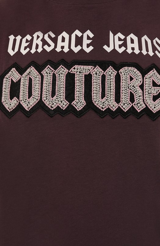 Хлопковая футболка Versace Jeans Couture 77HAHC01/CJ01C Фиолетовый  77HAHC01/CJ01C Фото 5