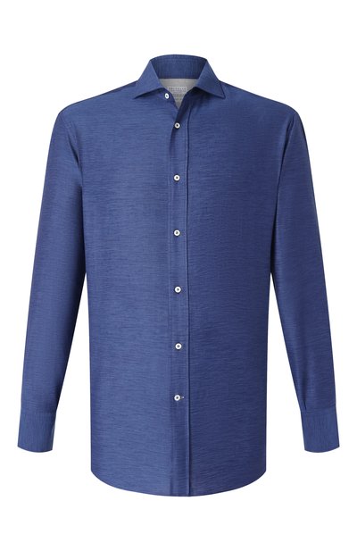 Мужская рубашка из хлопка и льна BRUNELLO CUCINELLI, арт. MR6250028