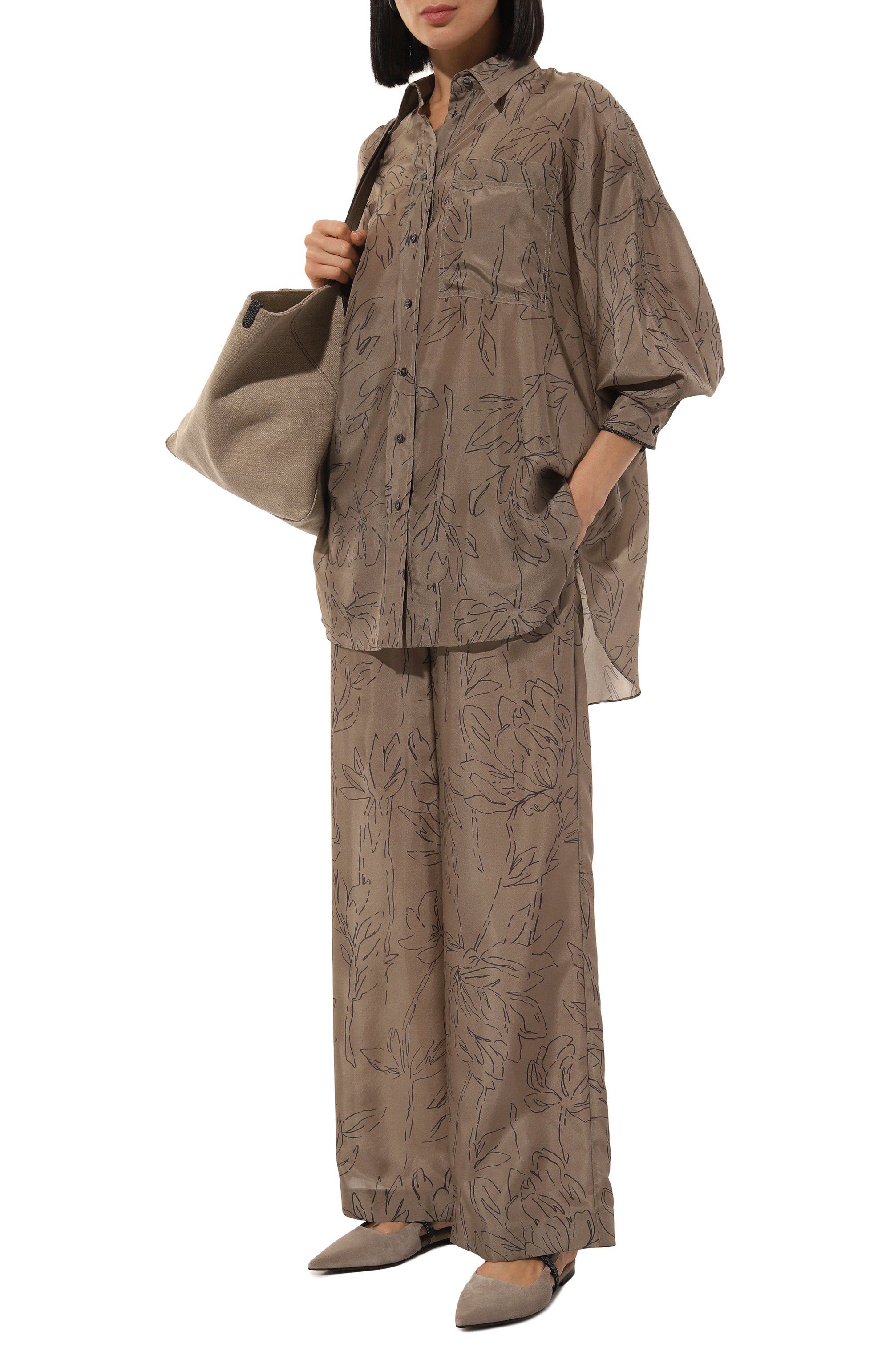 Шелковые брюки BRUNELLO CUCINELLI, арт. ML940P8608, фото 2