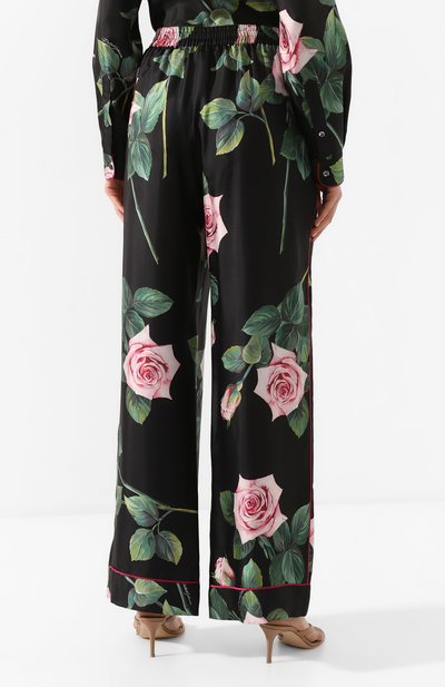Шелковые брюки DOLCE & GABBANA черного цвета по цене 156500 руб., арт. FTAMPT/HS190, фото 4 Шелковые брюки DOLCE & GABBANA, арт. FTAMPT/HS190, фото 4