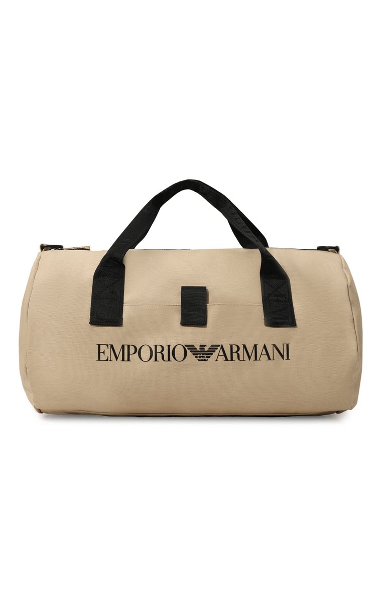 Мужская сумка EMPORIO ARMANI бежевого цвета, арт. 231791/3R921 | Фото 1 (Ремень/цепочка: На ремешке; Размер: large; Материал: Текстиль; Материал сплава: Проставлено; Драгоценные камни: Проставлено)