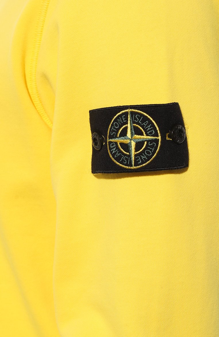 Мужской хлопковый свитшот STONE ISLAND желтого цвета, арт. 101563051 | Фото 5 (Рукава: Длинные; Длина (для топов): Стандартные; Материал внешний: Хлопок; Мужское Кросс-КТ: свитшот-одежда; Стили: Кэжуэл; Принт: Без принта)