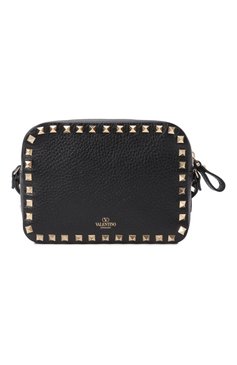 Женская сумка rockstud VALENTINO черного цвета, арт. 5W2B0809/VSF | Фото 6 (Размер: mini; Материал сплава: Проставлено; Материал: Натуральная кожа; Драгоценные камни: Проставлено; Ремень/цепочка: На ремешке)