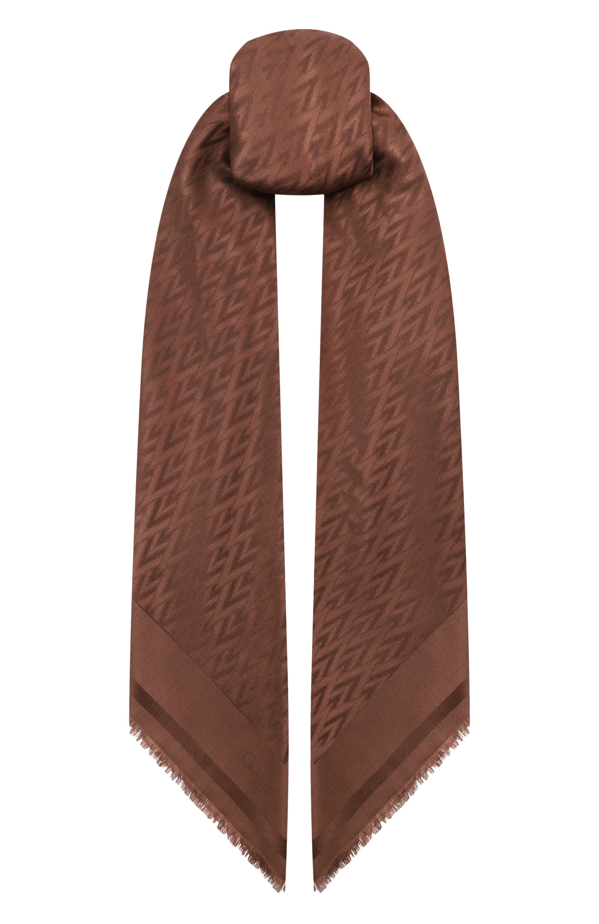 Шаль из шелка и шерсти VALENTINO коричневого цвета по цене 64700 руб., арт. 9W2EB104/HKS, фото 1 Шаль из шелка и шерсти VALENTINO, арт. 9W2EB104/HKS, фото 1