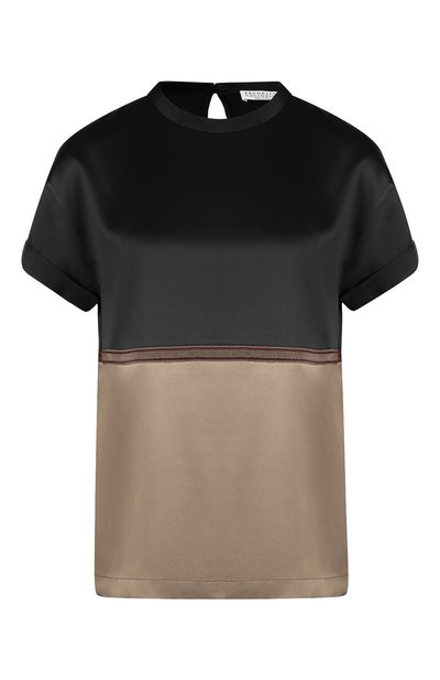 Женский шелковый топ с круглым вырезом BRUNELLO CUCINELLI, арт. M0C59E5400