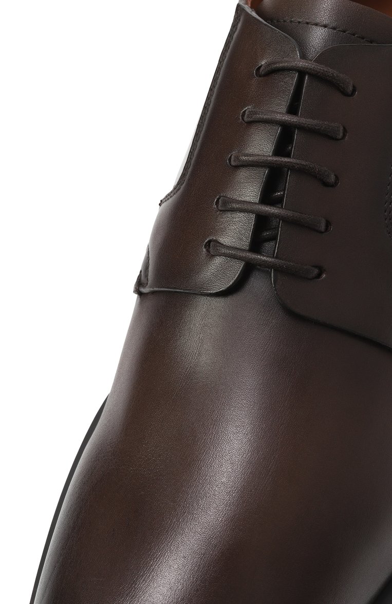 Мужские кожаные дерби ZEGNA темно-коричневого цвета, арт. A6049Z/LHCGP | Фото 7 (Нос: Не проставлено; Материал внешний: Натуральная кожа; Материал внутренний: Натуральная кожа; Стили: Классический)