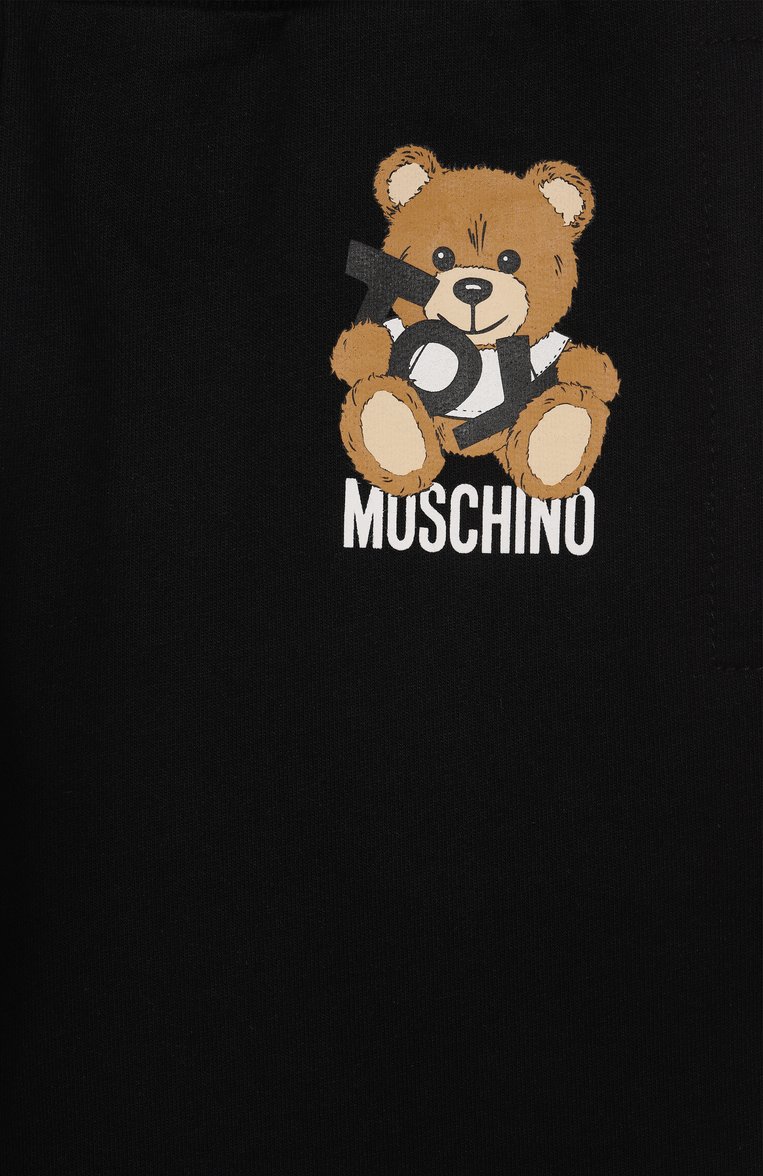 Детские хлопковые джоггеры MOSCHINO черного цвета, арт. HUP08F/LCA19/4-8 | Фото 3 (Материал внешний: Хлопок; Нос: Не проставлено; Мальчики Кросс-КТ: Джоггеры-одежда; Тематический товар: Teddy Bear; Ростовка одежда: 4 года | 104 см, 5 лет | 110 см, 6 лет | 116 см, 8 лет | 128 см)