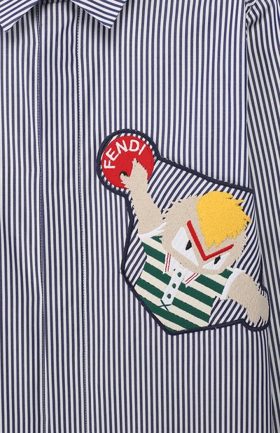 Хлопковая рубашка с нашивкой FENDI синего цвета по цене 21700 руб., арт. JMC069/A4RD/6A-8A, фото 3 Хлопковая рубашка с нашивкой FENDI, арт. JMC069/A4RD/6A-8A, фото 3