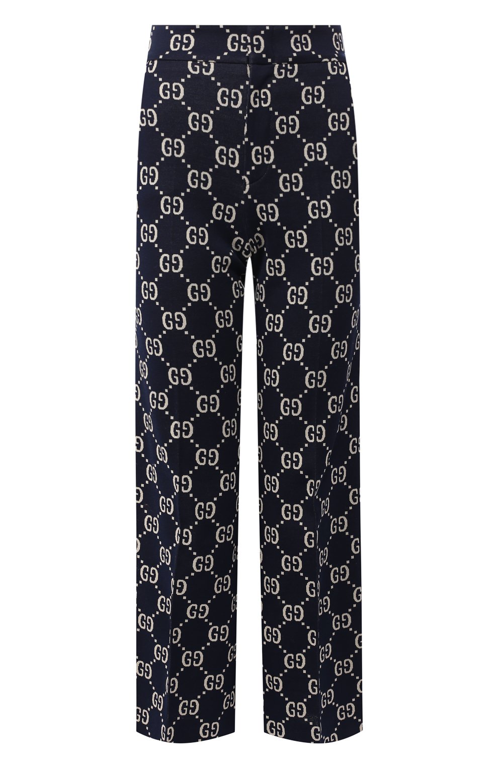 Хлопковые брюки с принтом GUCCI синего цвета по цене 69950 руб., арт. 523573/Z372F, фото 1 Хлопковые брюки с принтом GUCCI, арт. 523573/Z372F, фото 1