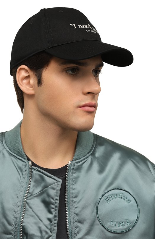Хлопковая бейсболка Off-White 0MLB052F23FAB016 Чёрный  0MLB052F23FAB016 Фото 2