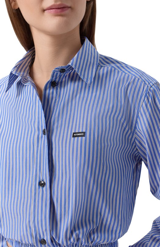 Хлопковая рубашка VETEMENTS WE76SH383NS/26134 P0PLIN Голубой  WE76SH383NS/26134 P0PLIN Фото 5