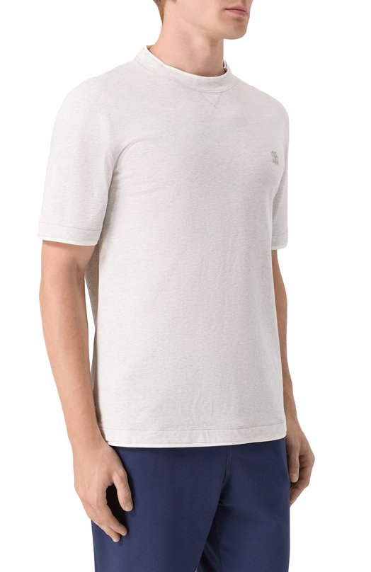 Хлопковая футболка Brunello Cucinelli M0B137451G Серый  M0B137451G Фото 3