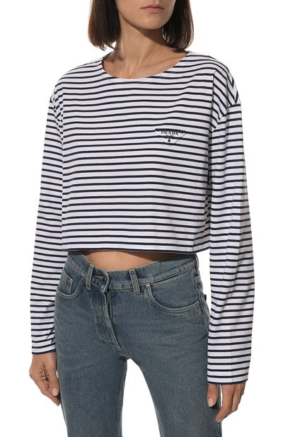 Хлопковый лонгслив PRADA, арт. 34628-103J-F0UB0-221, фото 3