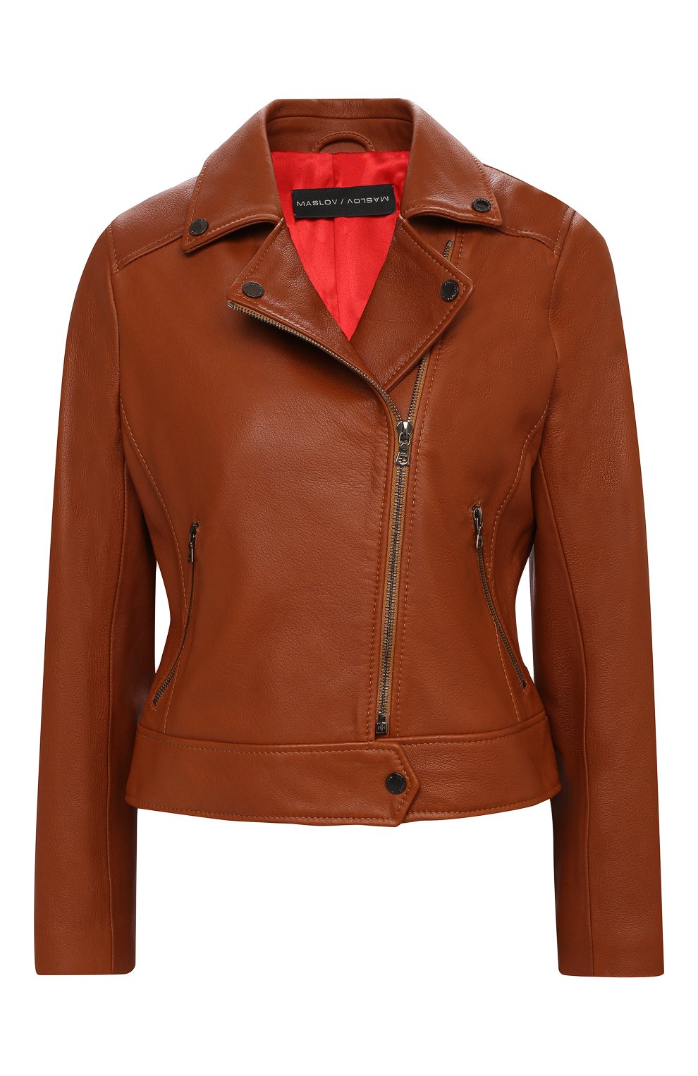 Кожаная куртка MASLOV коричневого цвета по цене 116600 руб., арт. K05, фото 1 Кожаная куртка MASLOV, арт. K05, фото 1