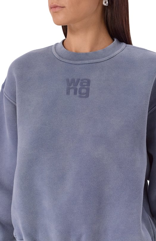 Хлопковый свитшот alexanderwang.t 4CC3241518 Синий  4CC3241518 Фото 5