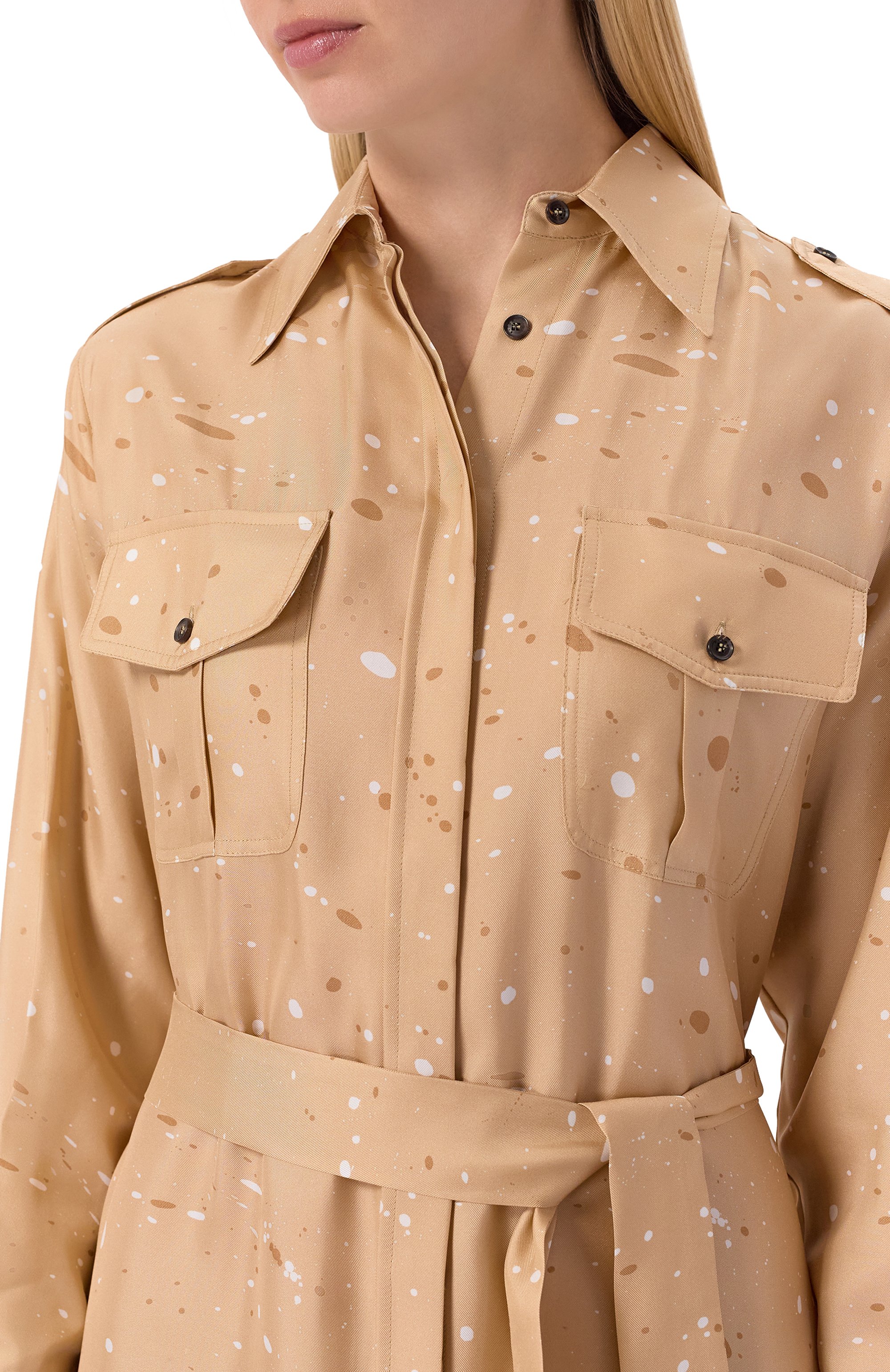 Шелковое платье KITON бежевого цвета по цене 314000 руб., арт. D47321K0999G03, фото 4 Шелковое платье KITON, арт. D47321K0999G03, фото 4