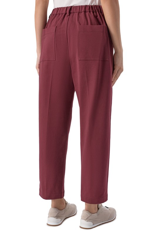 Хлопковые брюки Brunello Cucinelli MP827SN799 Бордовый  MP827SN799 Фото 4