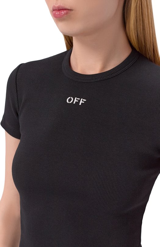 Хлопковая футболка Off-White 0WAA065C99JER005 Чёрный  0WAA065C99JER005 Фото 5