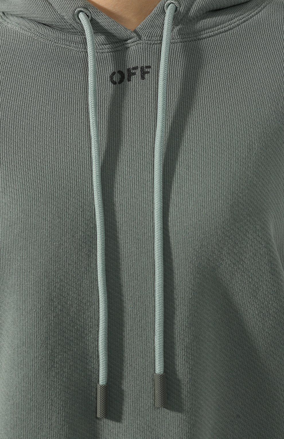 Хлопковое худи OFF-WHITE хаки цвета по цене 58750 руб., арт. 0WBB028R19C480694310, фото 5 Хлопковое худи OFF-WHITE, арт. 0WBB028R19C480694310, фото 5