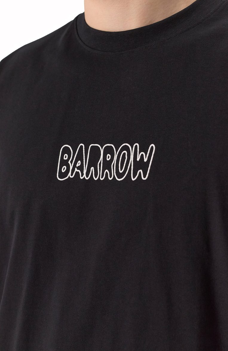 Мужская хлопковая футболка BARROW черного цвета, арт. S5BWMATH053 | Фото 5 (Длина (для топов): Стандартные; Материал внешний: Хлопок; Рукава: Короткие; Принт: С принтом; Стили: Гранж; Мужское Кросс-КТ: Футболка-одежда; Кросс-КТ: Джерси)